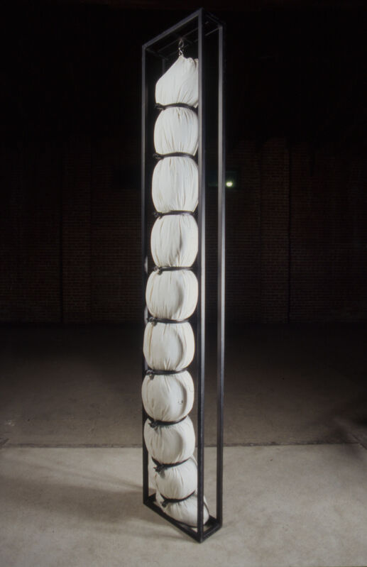 Tania Candiani, ‘Soft Column. (Three bodies swings in a warehouse).’, 2003, Sculpture, Cotton canvas and raw wool, iron clamps, structure and hook, Galería Vermelho