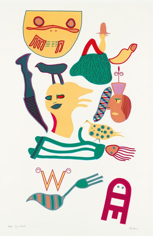 Walter Battiss, ‘Guineafowl’, Print, Colour screenprint, Strauss & Co