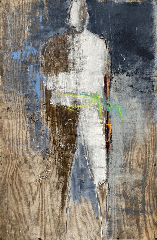 Kris Gebhardt, ‘Square The Vendetta 2’, 2022, Painting, Mixed media on hand-made distressed wood panel, Gebhardt Gallery 