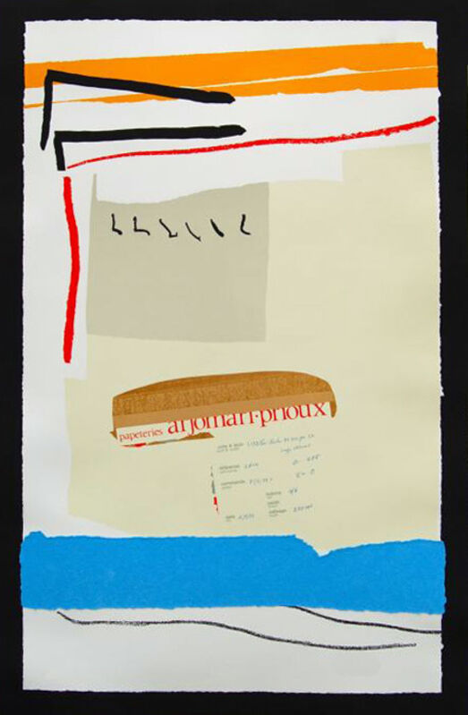 Robert Motherwell, ‘America-La France Variations III’, 1983-1984, Print, Lithograph with collage on black Arches paper, Kenneth A. Friedman & Co.