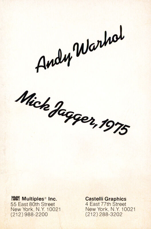 Andy Warhol, ‘Warhol Mick Jagger: portfolio of 10 Leo Castelli announcements’, ca. 1975, Ephemera or Merchandise, Offset printed, Lot 180 Gallery