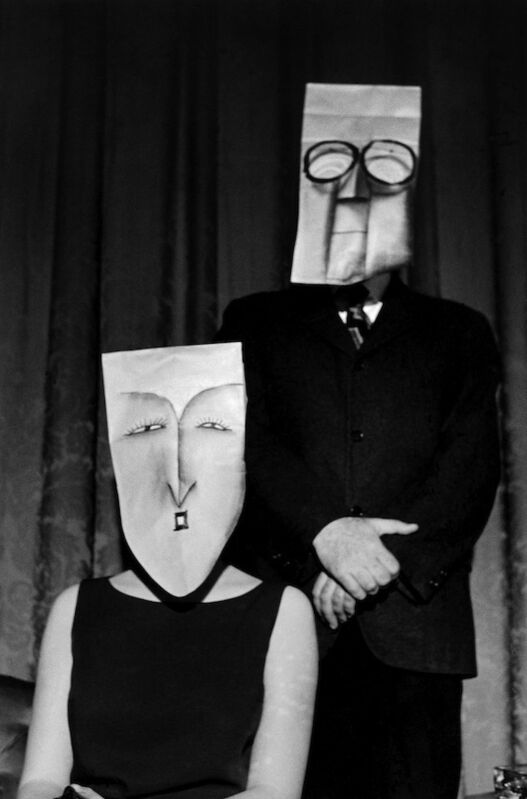 Inge Morath, ‘USA. New York, NY. Masked couple. Saul Steinberg mask series. ’, 1961, Photography, Silver gelatin print, °CLAIRbyKahn Galerie