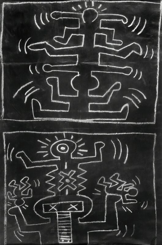 Keith Haring, ‘Subway Drawing’, ca. 1983, Drawing, Collage or other Work on Paper, Chalk on paper, Leclere 