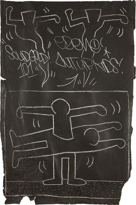 Keith Haring, ‘Subway Drawing’, 1982-1983, Drawing, Collage or other Work on Paper, Chalk and silver marker on paper, Phillips