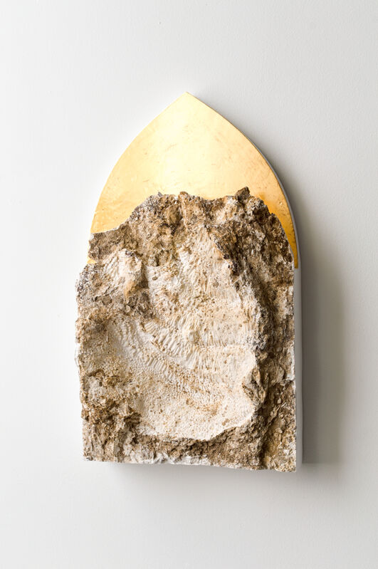 Shinji Turner-Yamamoto, ‘Pentimenti #120’, 2020, Mixed Media, Gypsum plaster mold of c.a. 400-milion-year-old coral fossil bed, 24kt gold leaf, gesso, clay bole, animal glue, natural resin, Sapar Contemporary