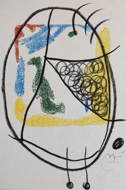 Joan Miró, ‘Composition IX, from: The Essences of the Earth | Les Essencies de la Terra’, 1968, Print, Unique Original Hand Signed and Numbered Lithograph with Hand-colouring on Japon Nacré Paper, Gilden's Art Gallery