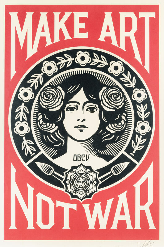 Shepard Fairey, ‘Liberte, Egalite, Fraternite & Make Art Not War’, 2018, Print, Two offset lithographs in colours on cream Speckle Tone paper, Tate Ward Auctions