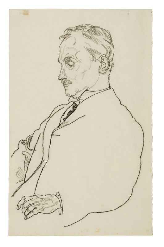 Egon Schiele, ‘Portrait of Dr. Hugo Koller’, 1918, Drawing, Collage or other Work on Paper, Black crayon on cream wove paper., Galerie St. Etienne