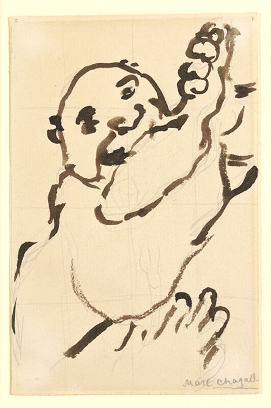Marc Chagall, ‘Autour Du Gourmet’, Drawing, Collage or other Work on Paper, Chinese ink and lead mine on paper, DIGARD AUCTION