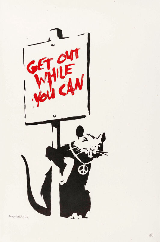 Banksy, ‘Get Out While You Can (Red) - Signed’, 2004, Print, Screen print on paper, Hang-Up Gallery