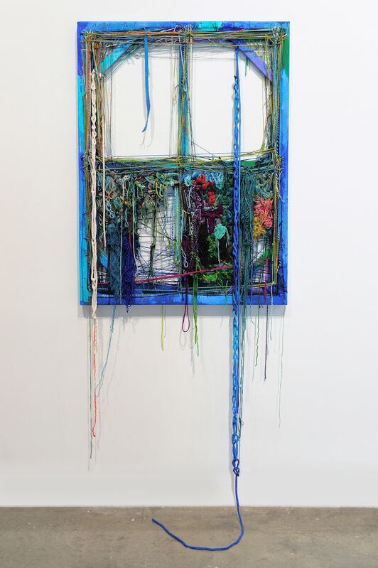 Sonya Yong James, ‘Blue Night Window’, 2019, Installation, Wood, canvas, paint, rope, and yarn, Laney Contemporary