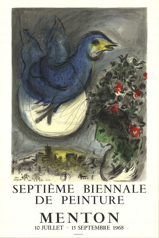 Marc Chagall, ‘The Bluebird (L'Oiseau Bleu)’, 1968, Print, Color Lithograph, ArtWise
