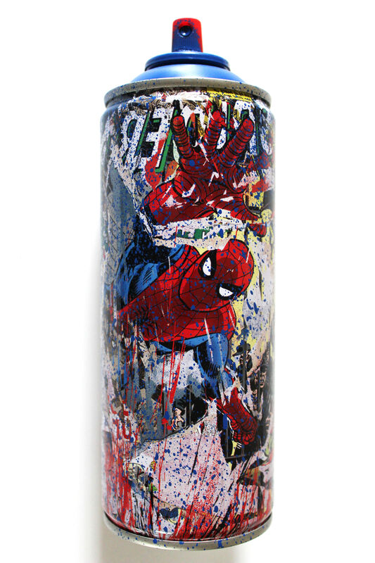 Mr. Brainwash, ‘Spiderman Spraycan Blue’, 2019, Sculpture, Mixed media on spray can, EHC Fine Art Gallery Auction