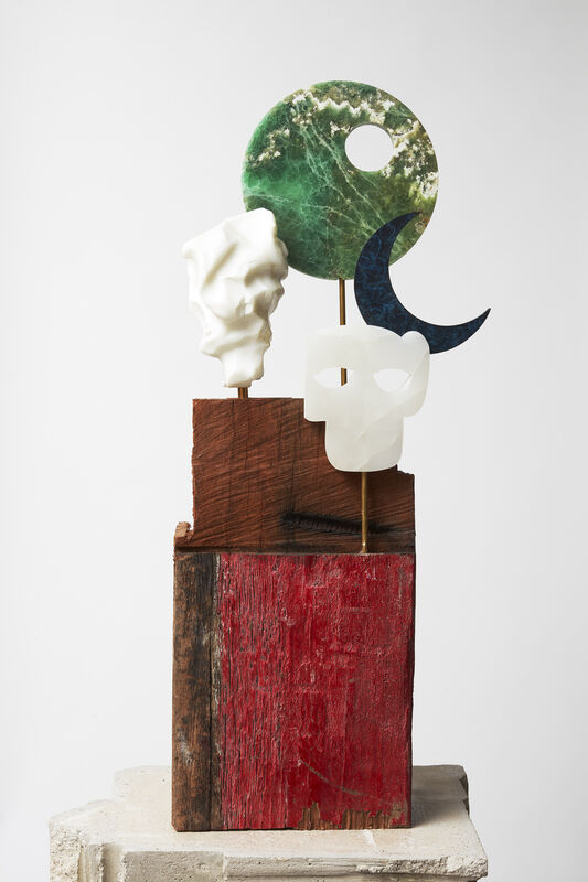 Kevin Francis Gray, ‘Breakdown Work #2’, 2020, Sculpture, Carrara marble, green onyx, white onyx and bronze on railway-beechwood and concrete base, Pace Gallery