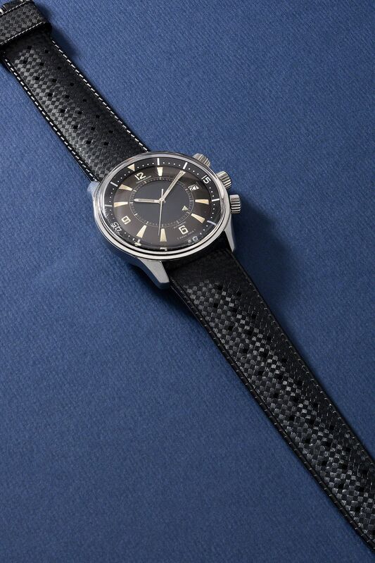 Jaeger-LeCoultre, ‘A very rare and well-preserved stainless steel diver's wristwatch with sweep center seconds, date, alarm function, additional bracelet, blank guarantee and box’, 1965, Fashion Design and Wearable Art, Stainless steel, Phillips