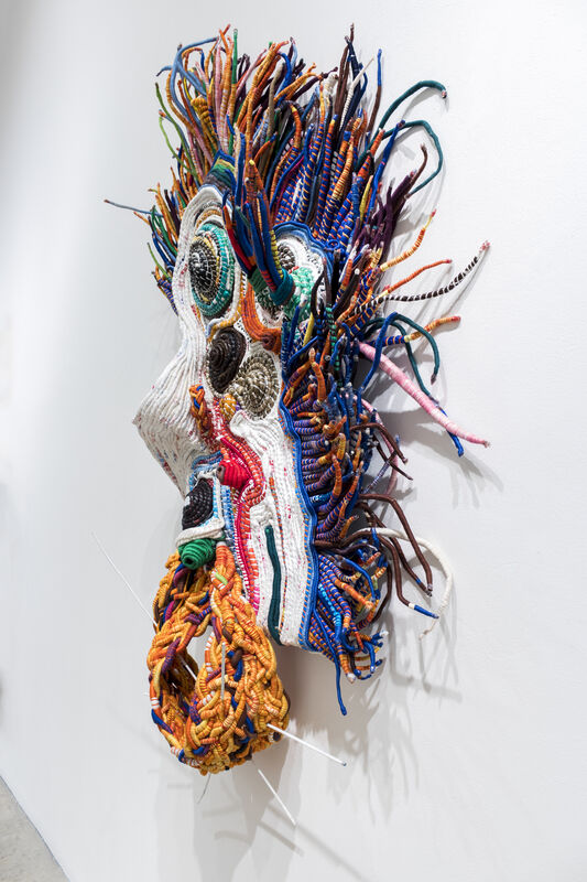 Ifeoma U. Anyaeji, ‘Kù fa àkùpè (Fan them)’, 2019-2020, Installation, Discarded plastic bags (Plasto-yarns) and bottles, twine, acrylic sheets, and found objects, Primo Marella Gallery