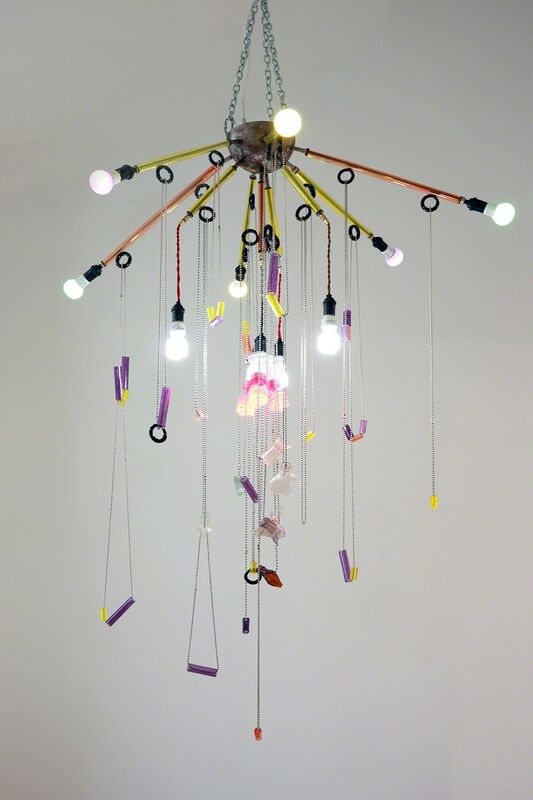 Elias Hansen, ‘When All the Love In the World Ain’t Enough and the Sadness Envelopes Everything’, 2018, Sculpture, Glass, steel, hardware, CFL and LED bulbs, Halsey McKay Gallery