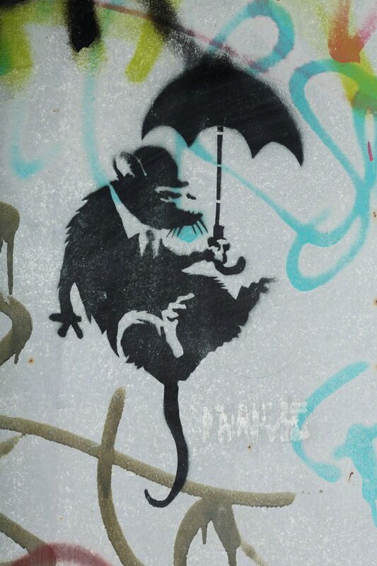 Banksy, ‘Umbrella Rat’, 2004, Mixed Media, Aerosol on metal doorWith works by additional street artists, including two stencils and various tags, Julien's Auctions