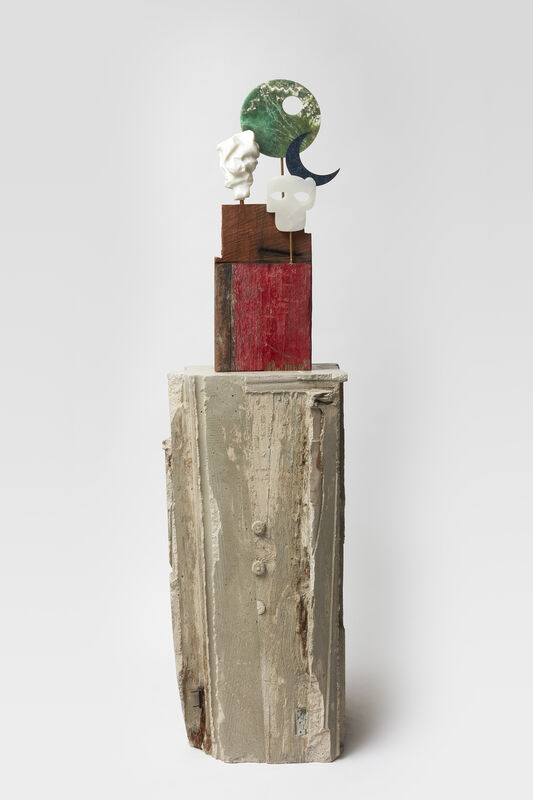 Kevin Francis Gray, ‘Breakdown Work #2’, 2020, Sculpture, Carrara marble, green onyx, white onyx and bronze on railway-beechwood and concrete base, Pace Gallery