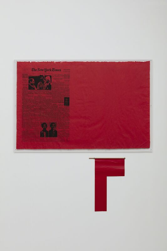 Antonio Dias, ‘Ta Tze Bao’, 1972, Drawing, Collage or other Work on Paper, 14 sheets of red chinese paper and 14  flag’s shaped canvases painted in red, Nara Roesler