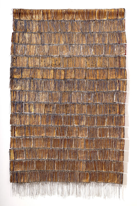 Olga de Amaral, ‘Alquimia XII’, 1983, Textile Arts, Oil on thread, gold leaf and gesso on linen, Richard Saltoun