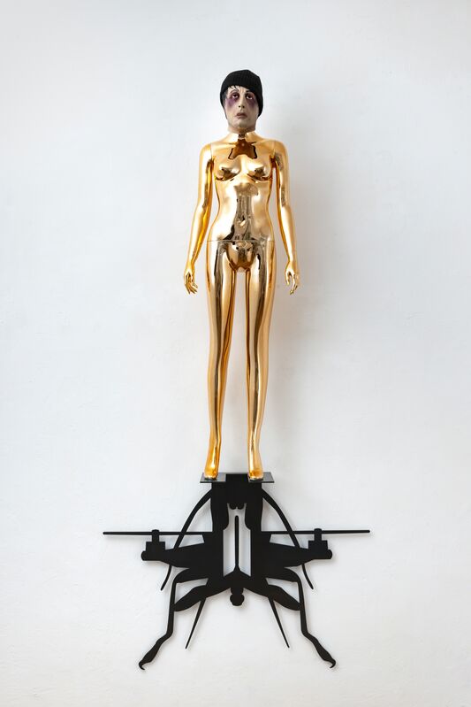 Krystian Truth Czaplicki, ‘It's Hard to Get to That Place Where You Just Don't Care’, 2018, Sculpture, Lacquered steel, mannequin, mask, hat, Piktogram