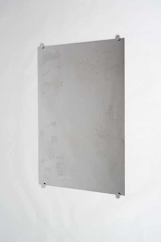 Emmett Moore, ‘Memory Mirror’, 2020, Sculpture, Hand engraved mirror, polished stainless steel, Nina Johnson