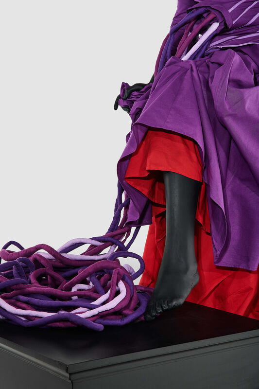 Mary Sibande, ‘Ascension of the Purple Figure’, 2016, Sculpture, Fiberglass, resin, fabric, and steel on painted wood plinth, Kavi Gupta