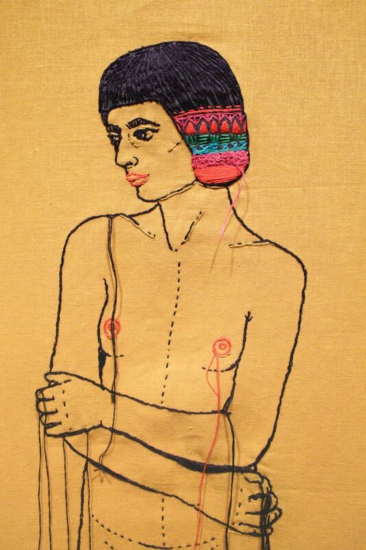Andrea Farina, ‘Lady Mustard’, 2016, Textile Arts, Embroidery on mustard cotton linen, Paradigm Gallery + Studio