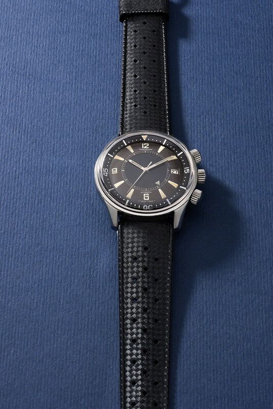 Jaeger-LeCoultre, ‘A very rare and well-preserved stainless steel diver's wristwatch with sweep center seconds, date, alarm function, additional bracelet, blank guarantee and box’, 1965, Fashion Design and Wearable Art, Stainless steel, Phillips