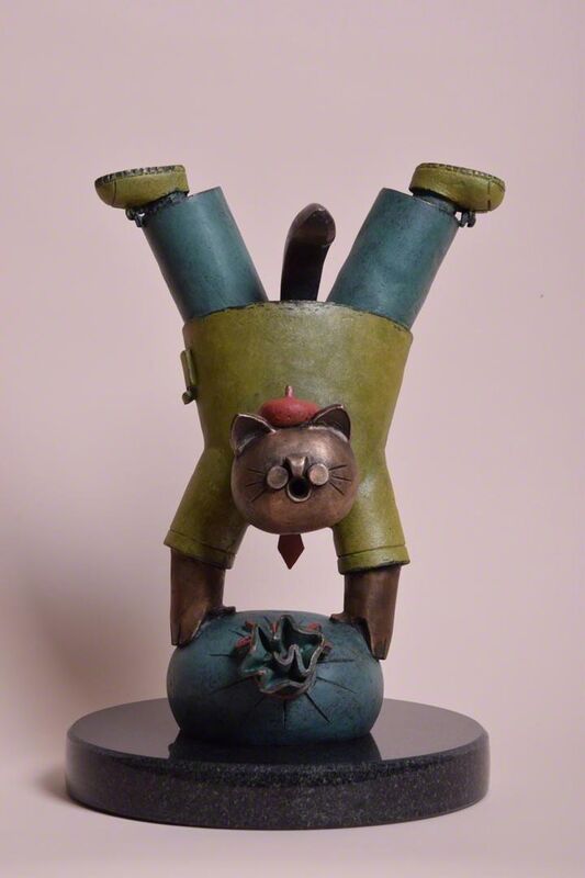 Jiang Shuo 蒋朔, ‘Lucky Cat – Dollar Bag 幸运猫-金袋 ’, 2019, Sculpture, Bronze patina, acrylic 青铜, Linda Gallery