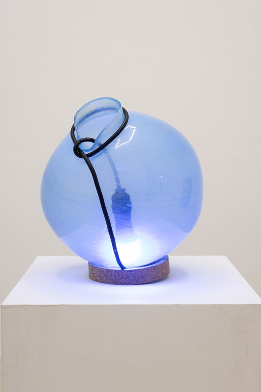 Eli Hansen, ‘Light Sculpture (Blue)’, 2020, Sculpture, Glass, cork, electrical wiring, LED bulb, Halsey McKay Gallery