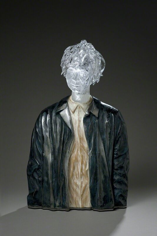 Sung-Won PARK, ‘Man Wearing a Leather Jacket’, 2017, Sculpture, _cast and blown glass, carved and painted wood, Gallery Sklo