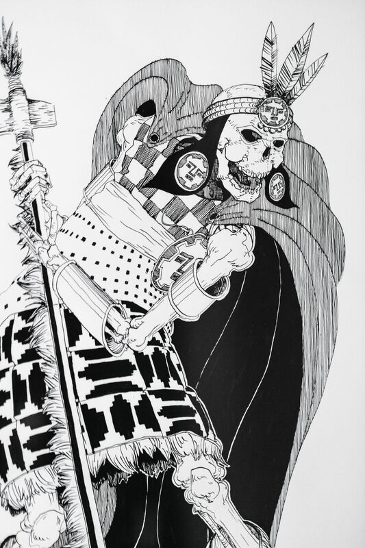 Kate Glasheen, ‘Dead King 25 [15th Century Sapa Inca]’, 2020, Drawing, Collage or other Work on Paper, Pen and ink on archival paper, Paradigm Gallery + Studio