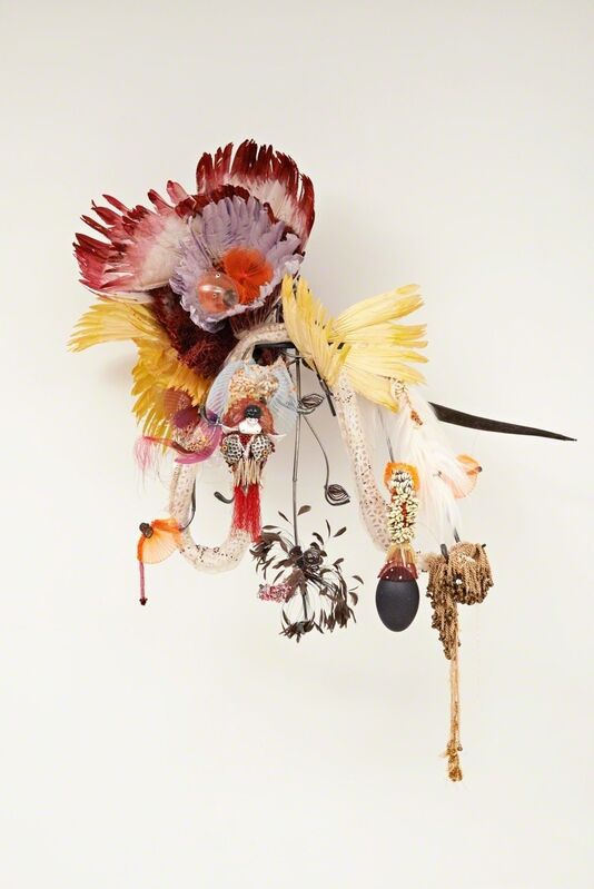 Rina Banerjee, ‘Friendly Fire’, 2015, Sculpture, Steel structure, textiles, beads, feathers, thread, bulbs, Hosfelt Gallery