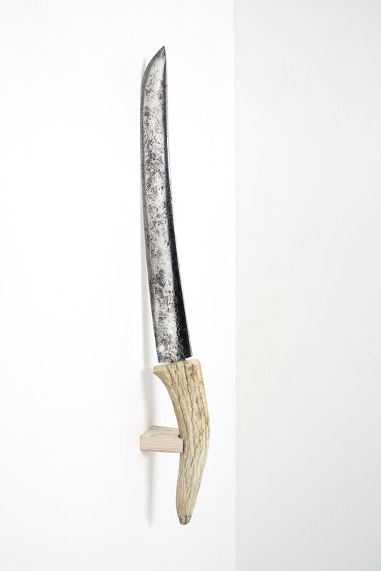Simone Cametti, ‘Untitled’, 2020, Installation, 2 knives still, wood, horn, Shazar Gallery