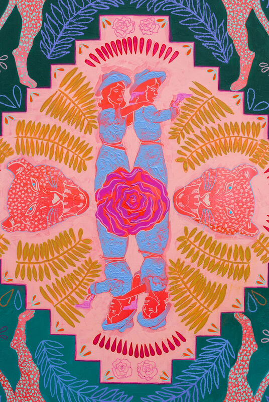 Crystal Latimer, ‘Standing Ground’, 2020, Painting, Acrylic, pastel, gold leaf, cotton fiber tassel on panel, Paradigm Gallery + Studio