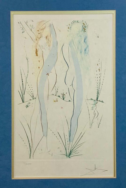 Salvador Dalí, ‘Salvador Dali "Two Nudes" of Song Solomon Etching Signed and Numbered’, 1971, Print, Metal, glass and paper, Atlas Showroom