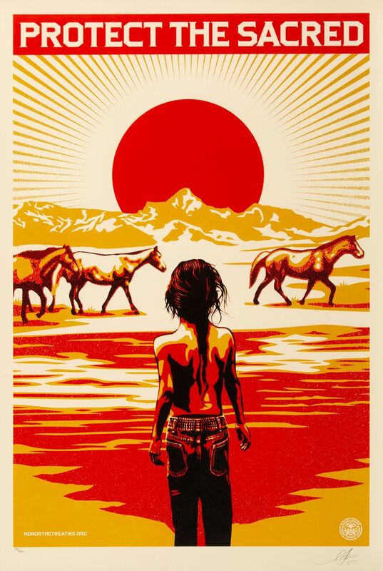 Shepard Fairey, ‘Protect the Sacred’, 2015, Print, Offset lithograph in colors on thick speckled cream paper, Heritage Auctions