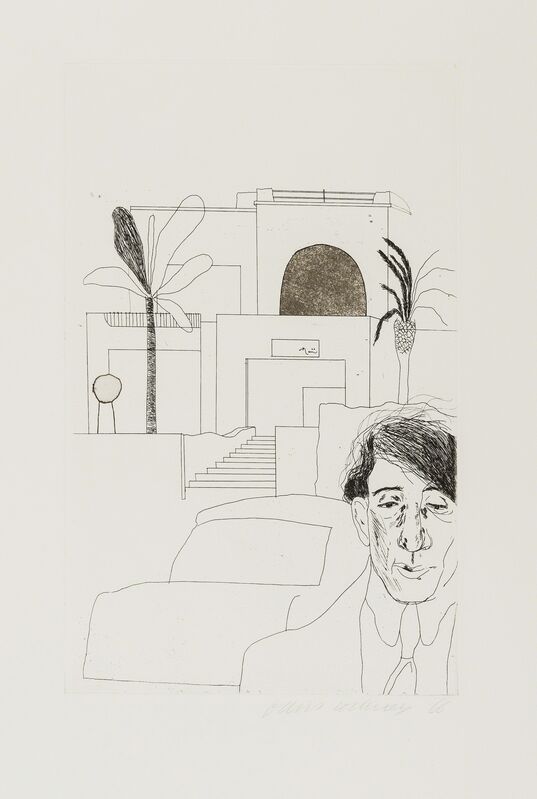 David Hockney, ‘Portrait of Cavafy II’, 1966-67, Print, Etching with hard-ground and aquatint, on handmade Crisbrook paper, RAW Editions Gallery Auction