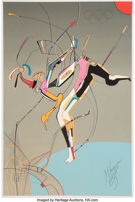 Mihail Chemiakin, ‘Runner, from Official Arts Portfolio of the XXIVth Olympiad, Seoul, Korea’, 1988, Print, Silkscreen in colors on wove paper, Heritage Auctions
