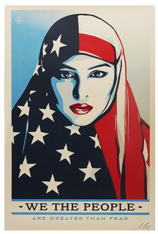 Shepard Fairey, ‘We The People - Are Greater Than Fear’, 2017, Print, Offset lithograph, EHC Fine Art Gallery Auction