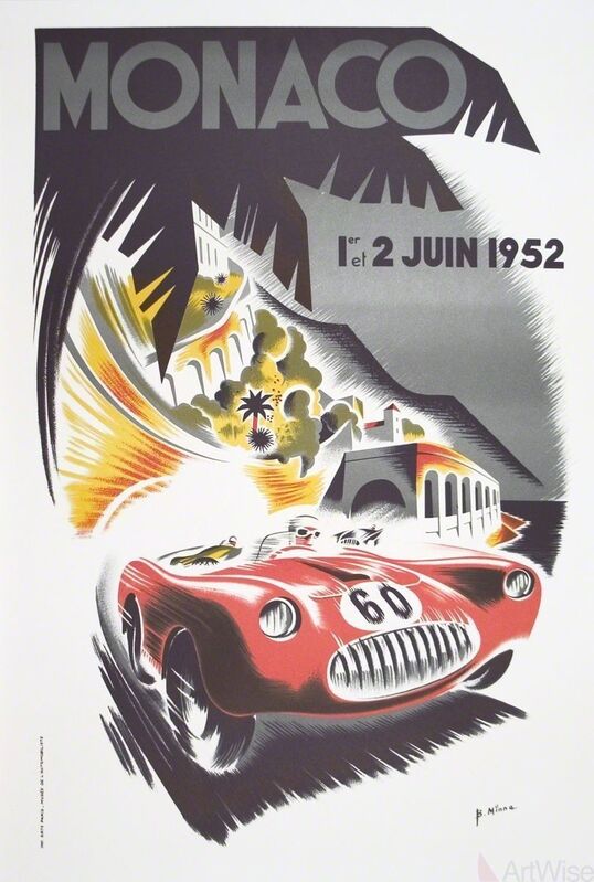 B. Minne, ‘Monaco Grand Prix 1952’, 1985, Print, Stone Lithograph, ArtWise