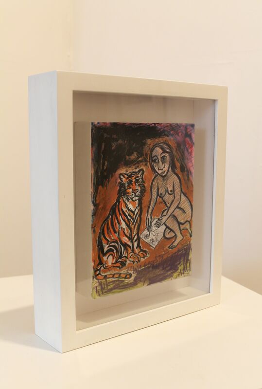 Eileen Cooper, ‘Drawing Tiger Portrait’, 2003, Painting, Mixed media on gesso panel, Castlegate House Gallery