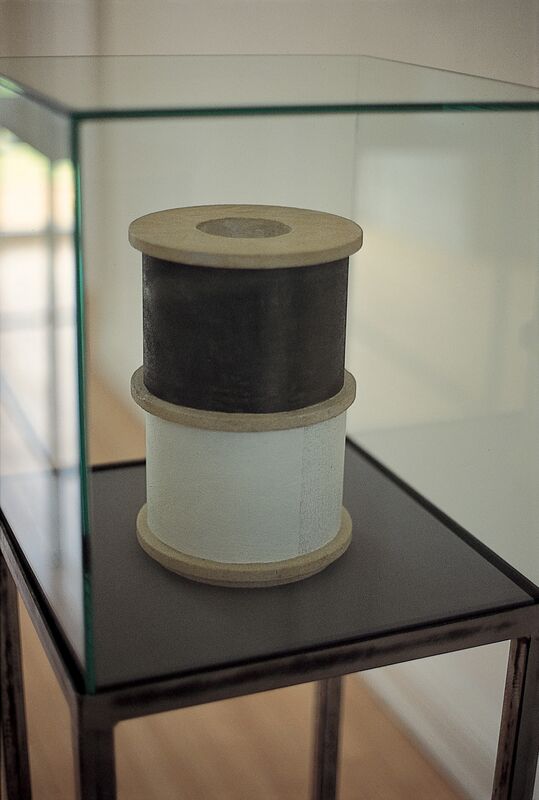 Alan Johnston, ‘Double Cylinder’, 1995, Sculpture, Charcoal, beeswax, acrylic and pencil on sandstone, Bartha Contemporary