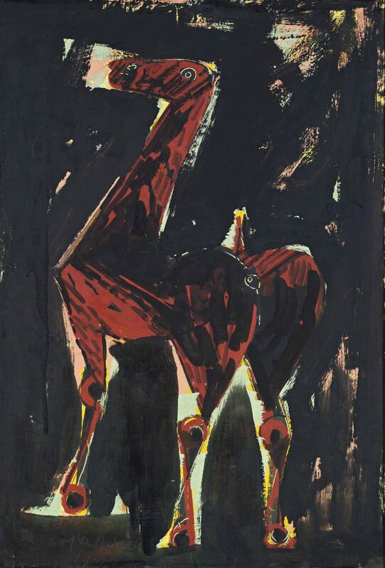 Marino Marini, ‘Cavallo’, 1954, Drawing, Collage or other Work on Paper, Gouache on paper laid down on canvas, Waterhouse & Dodd