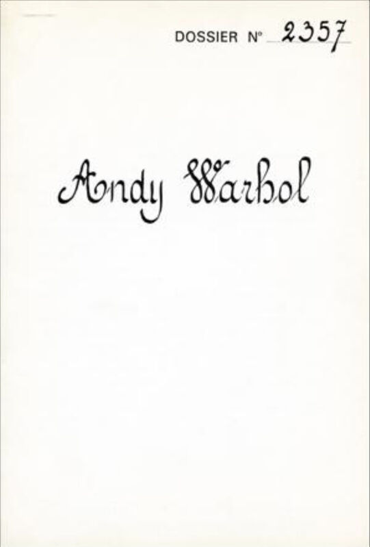 Andy Warhol, ‘"The Thirteen Most Wanted Men", Dossier No. 2357 catalogue with silkscreen print. Gallerie IIeana Sonnabend Paris’, 1967, Ephemera or Merchandise, Silkscreen on paper/mimeographed bond paper, Gallery 52