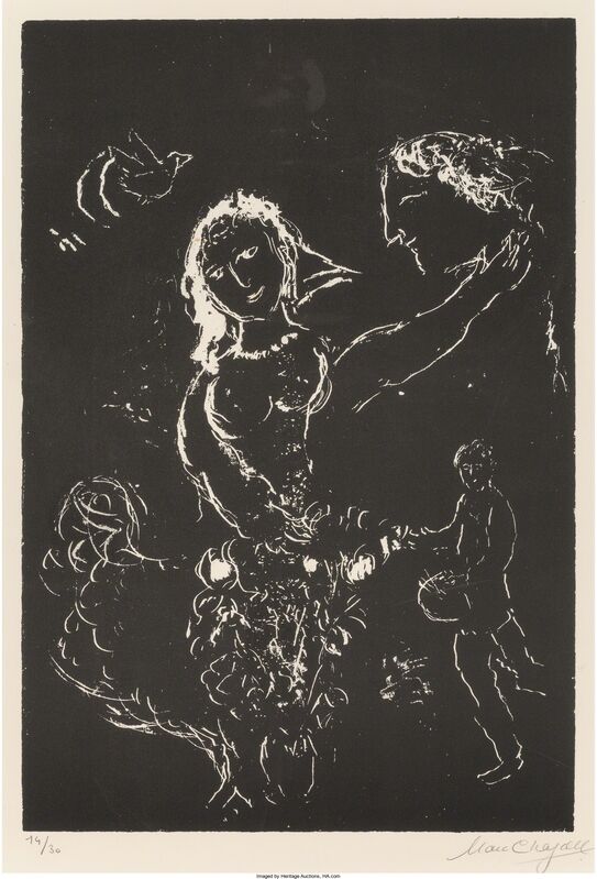 Marc Chagall, ‘Blanc sur Noir’, 1972, Print, Lithgoraph on Arches paper, Heritage Auctions