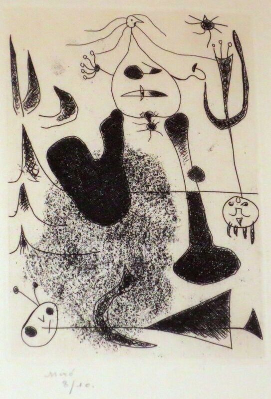 Joan Miró, ‘Sablier couche’, 1938, Print, Etching, printed in black on laid paper, Isselbacher Gallery