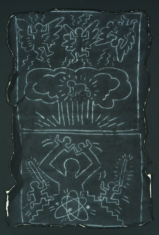 Keith Haring, ‘Subway drawing’, Drawing, Collage or other Work on Paper, Chalk on black paper, DIGARD AUCTION